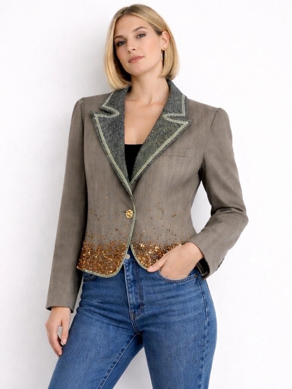 Nordstrom sequin True Meaning Grey Blazer NWOT size 6